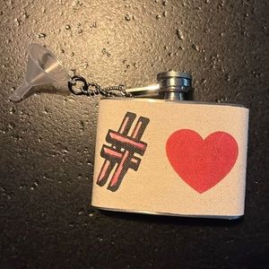 Mini Heart # Flask With Funnel Never Used Stainless Steel